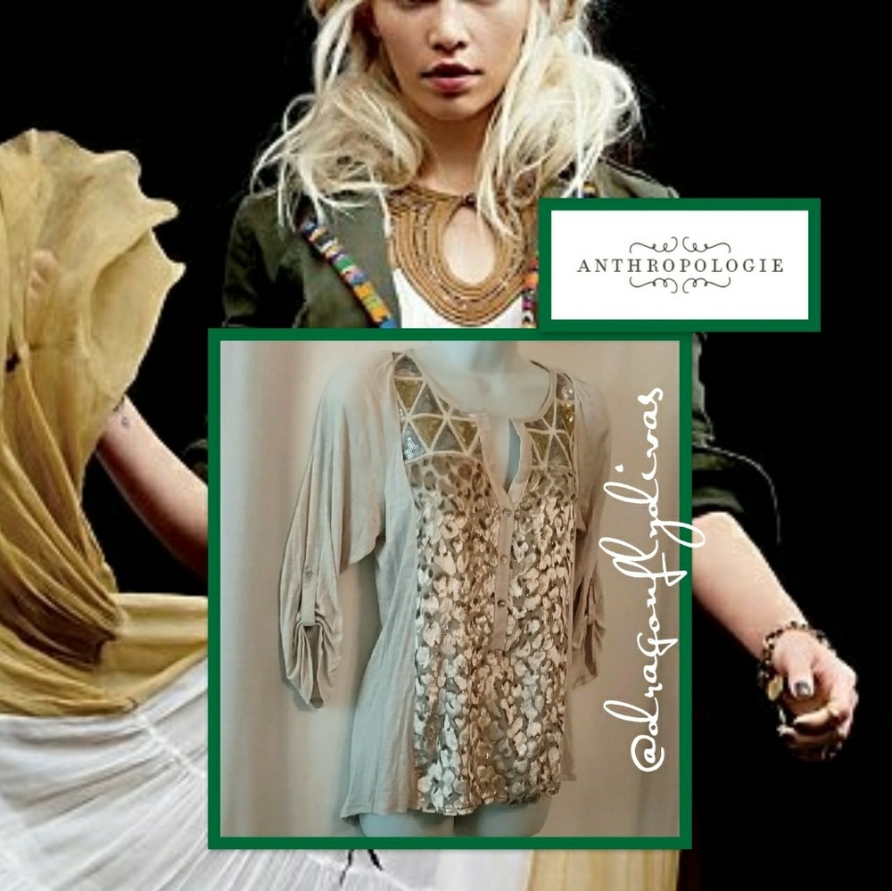 Anthropologie TINY Mixed Media Velour Top